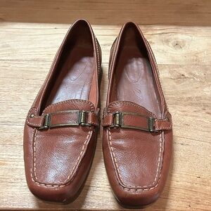 Easy Spirit Mini Wedge Brown Leather Loafers - size 8.5